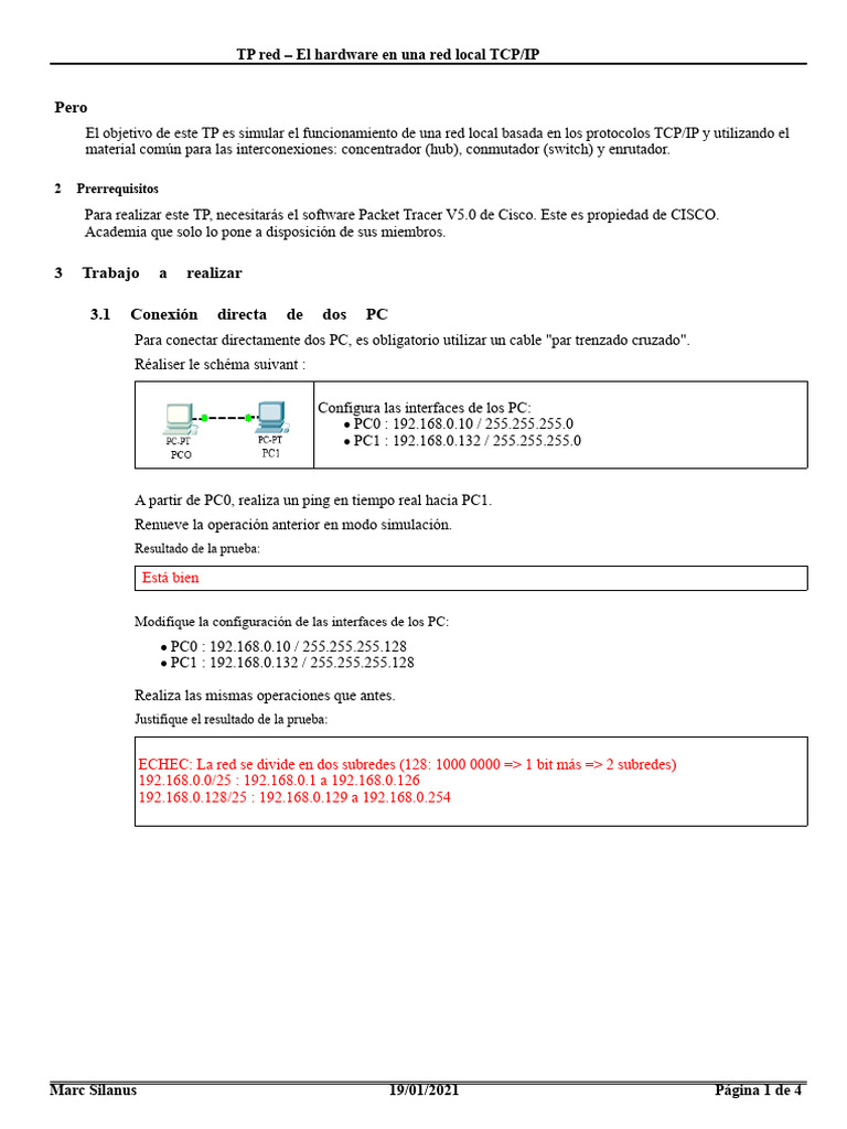 Simulación de red local TCP/IP en Packet Tracer | PDF | Conmutador de ...