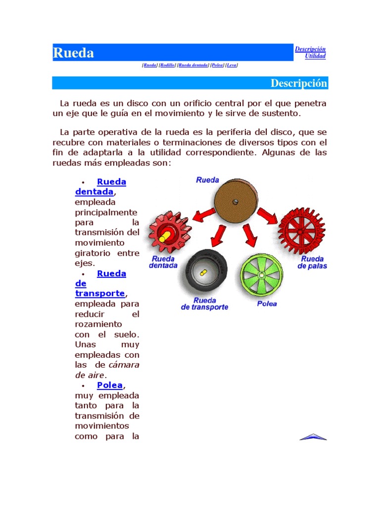 Funciones y tipos de ruedas en mecánica | PDF | Carro | Eje