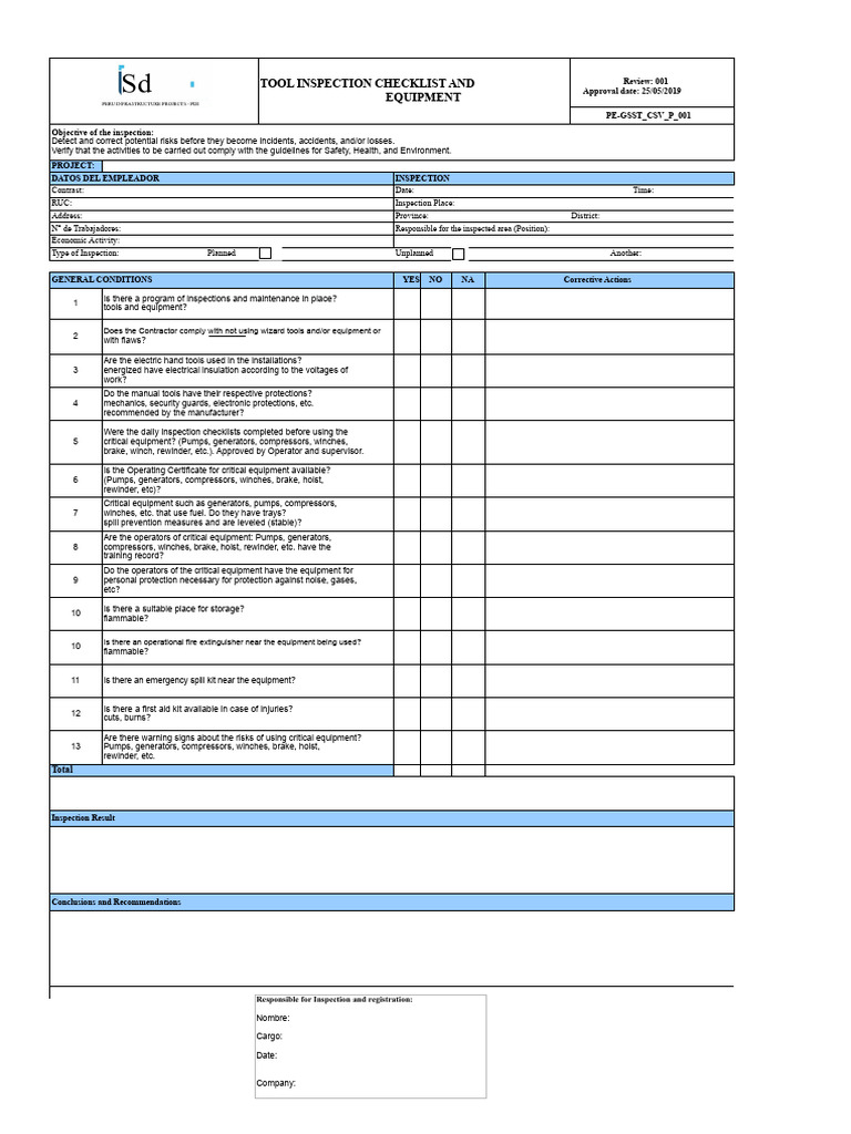 Comprehensive Safety Inspection Checklist | PDF