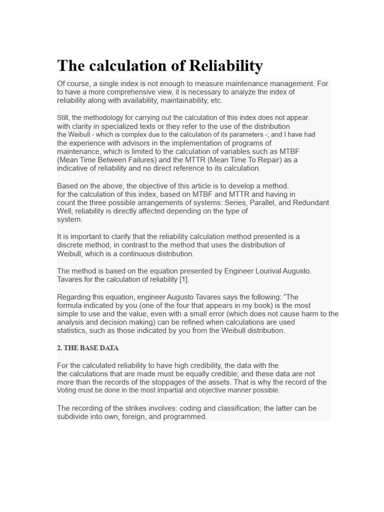 Method for Calculating Reliability Index | PDF | Reliability Engineering