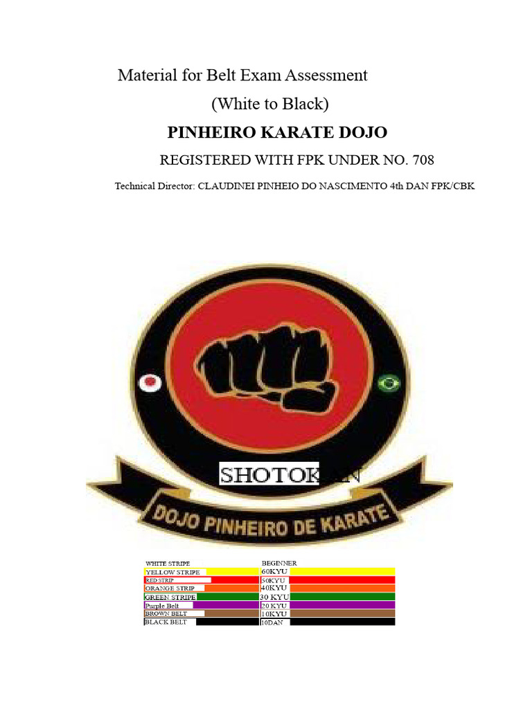 Belt Exam Assessment Material for Karate | PDF | Karate | Shotokan