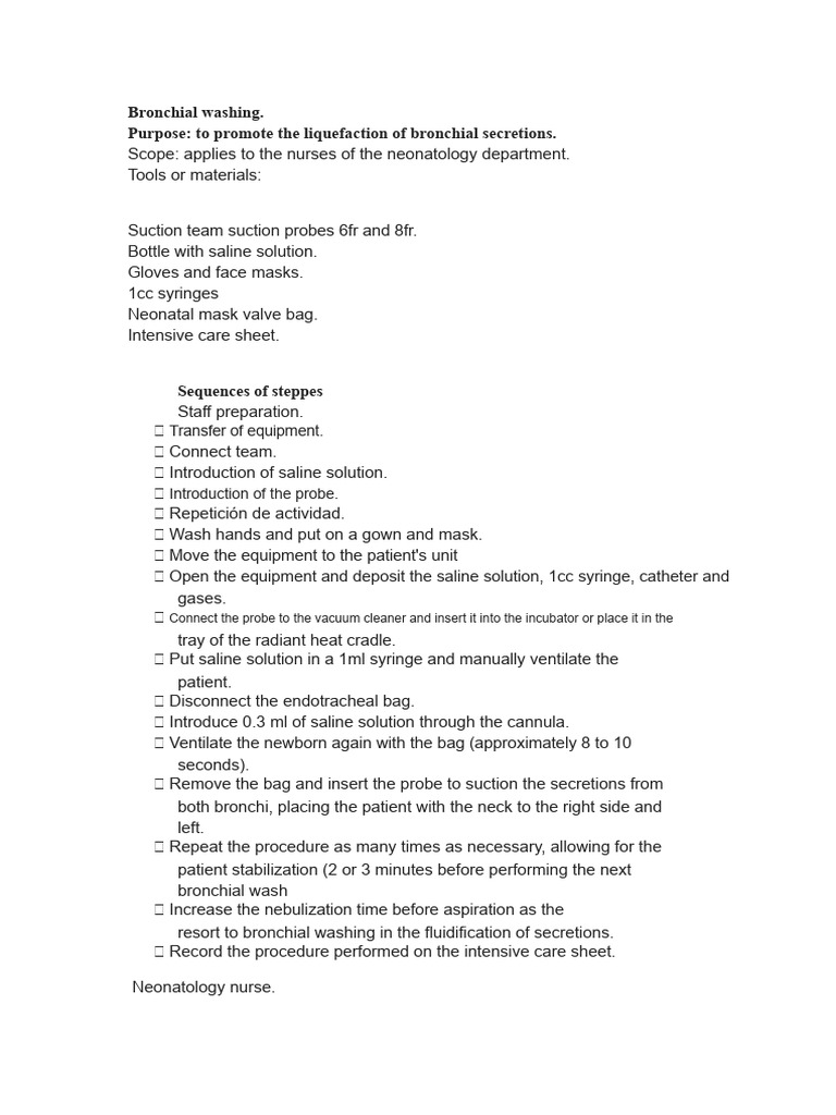Bronchial wash | PDF | Clinical Medicine | Medical Specialties