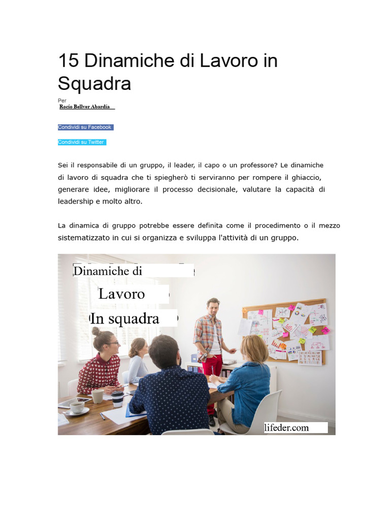 15 Dinamiche Di Lavoro Di Squadra | PDF