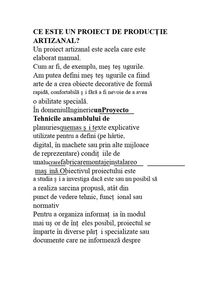Ce Este Un Proiect de Producție Artizanală? | PDF