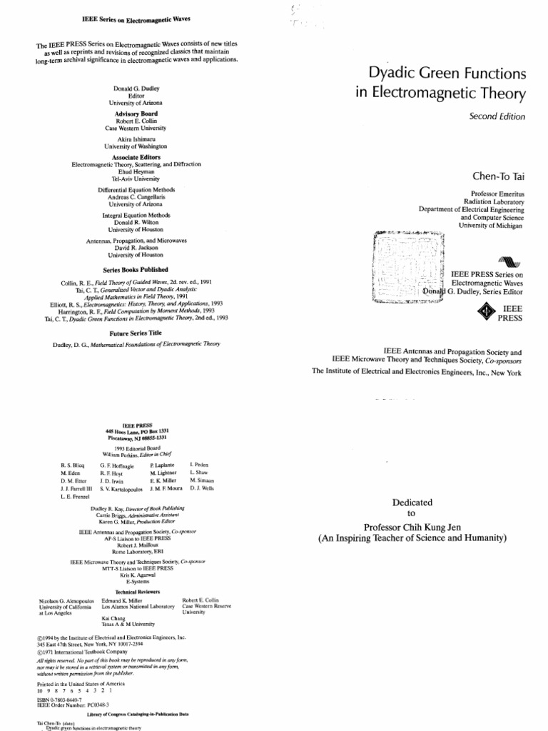 Dyadic Green Functions in EM Theory | PDF | Green's Function | Vector Space