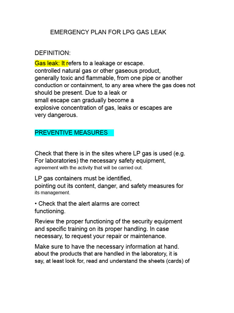 LP Gas Leak Emergency Response Guide | PDF | Leak | Emergency Management