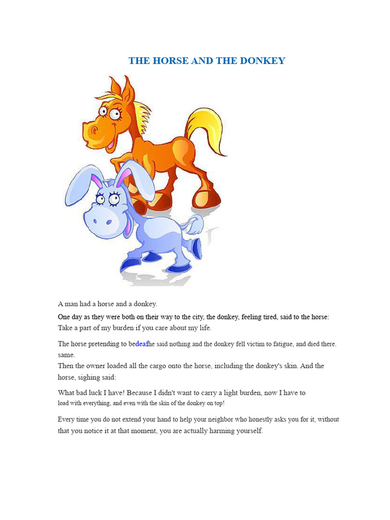 THE HORSE AND THE DONKEY.docx | PDF