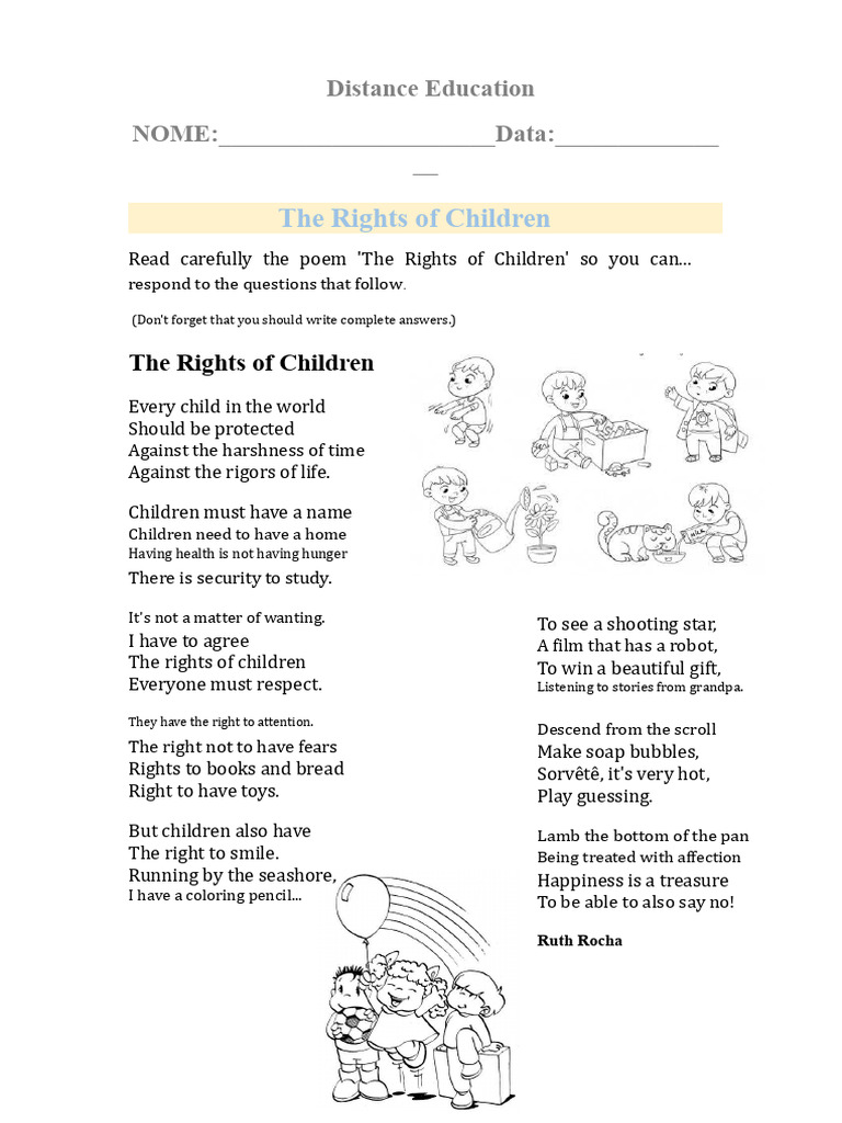 Children's Rights Document | PDF | Poetry | Syntax