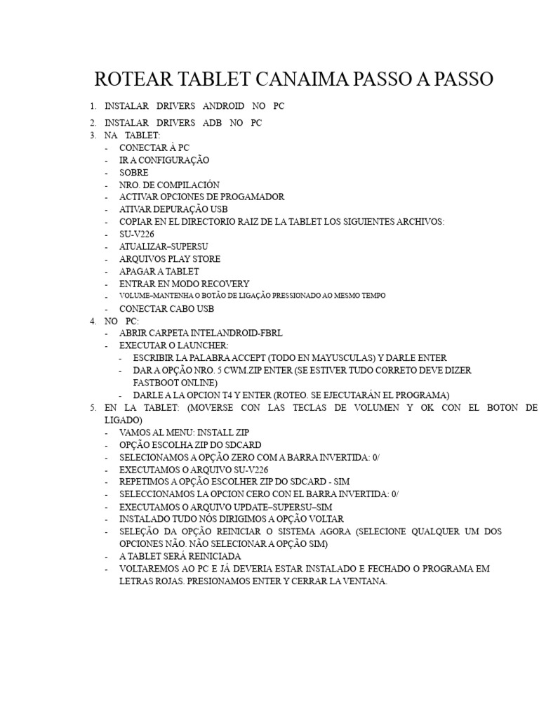 Roteiro Completo para Root Tablet Canaima | PDF