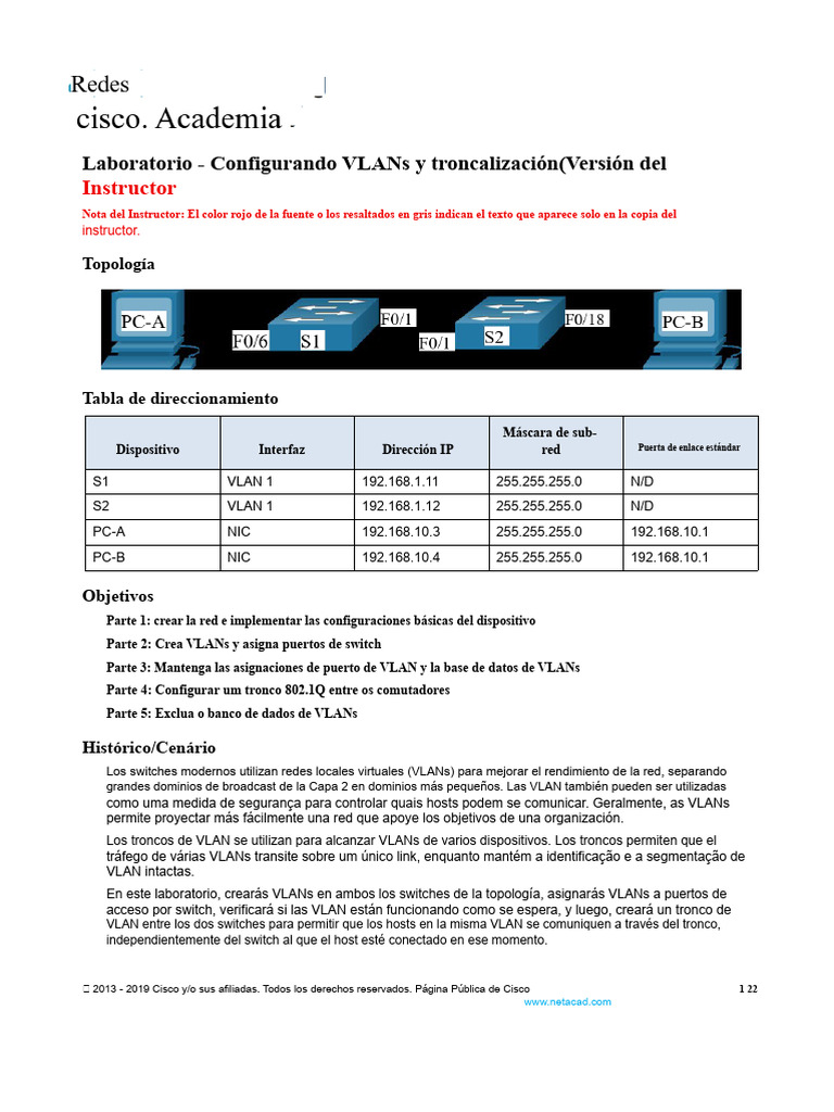 Configuración de VLANs y Troncales en Switches | PDF | Redes de ...