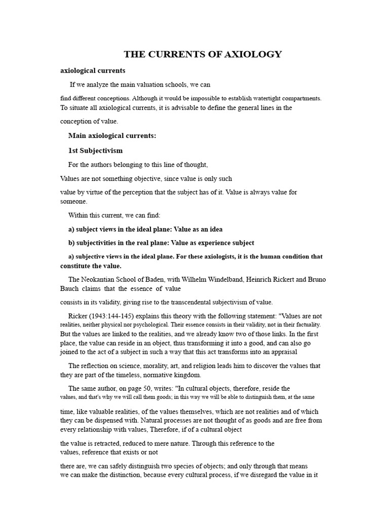 Axiological Currents Explained | PDF | Value (Ethics) | Aesthetics