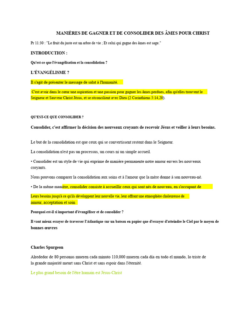 Gagner et Consolider des Âmes pour Christ | PDF | Jésus | Église chrétienne