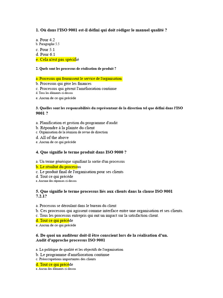 Questions clés sur l'ISO 9001 | PDF