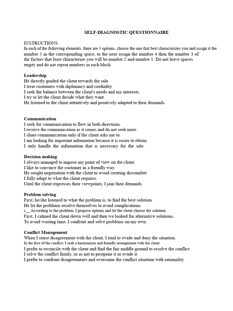 Self-Diagnostic Questionnaire Guide | PDF | Communication | Social ...
