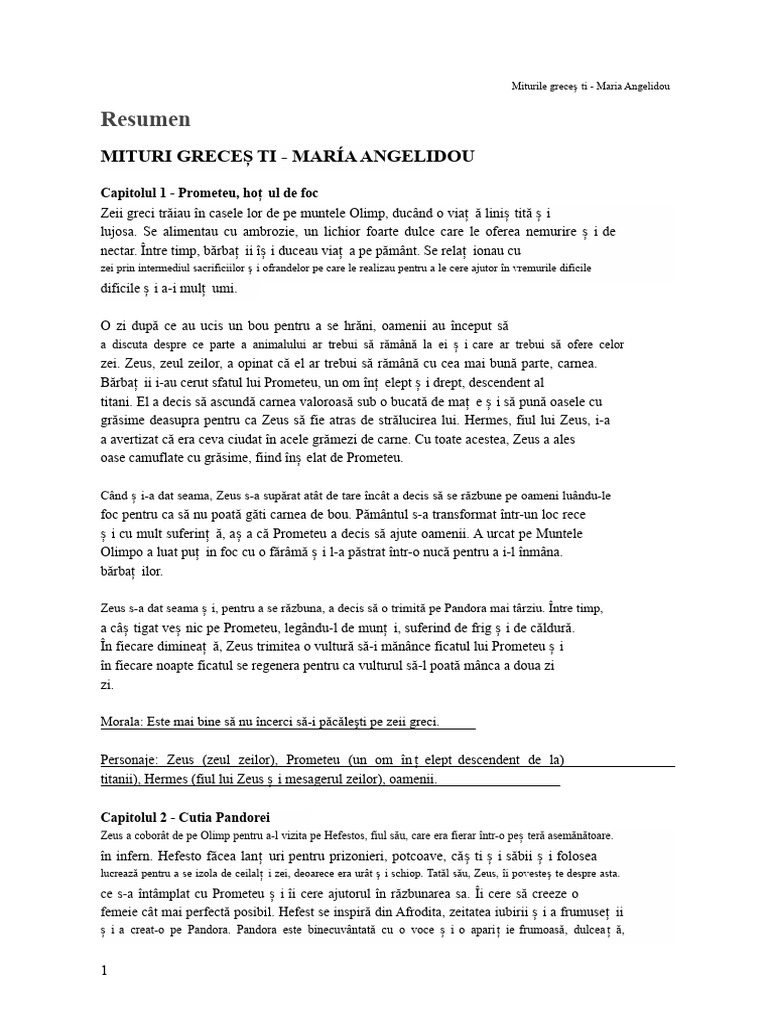 SUMARUL MITURILOR GRECIEI - Maria Angelidou | PDF
