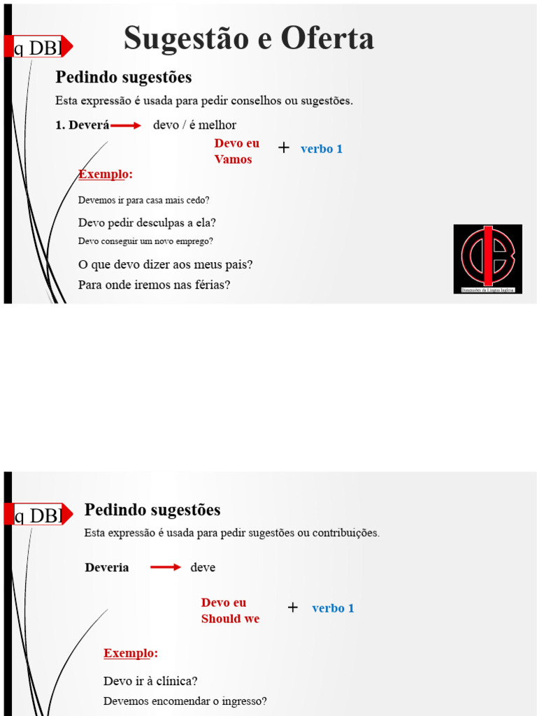 Sugestões e Ofertas em Inglês | PDF