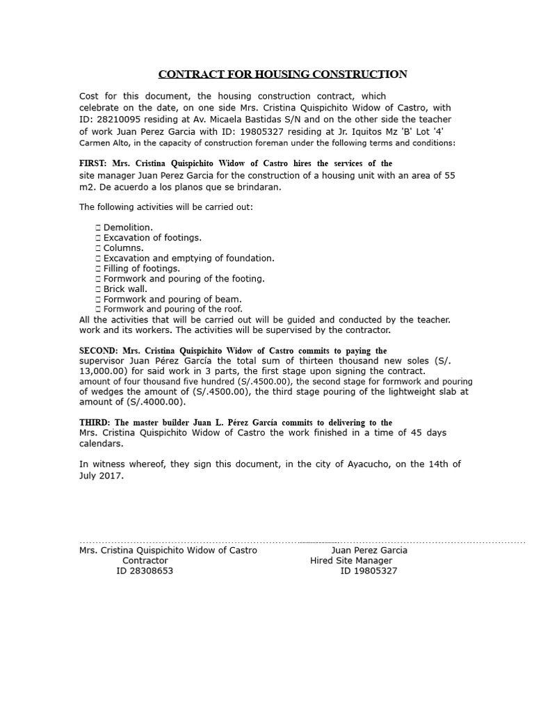 House Construction Contract | PDF