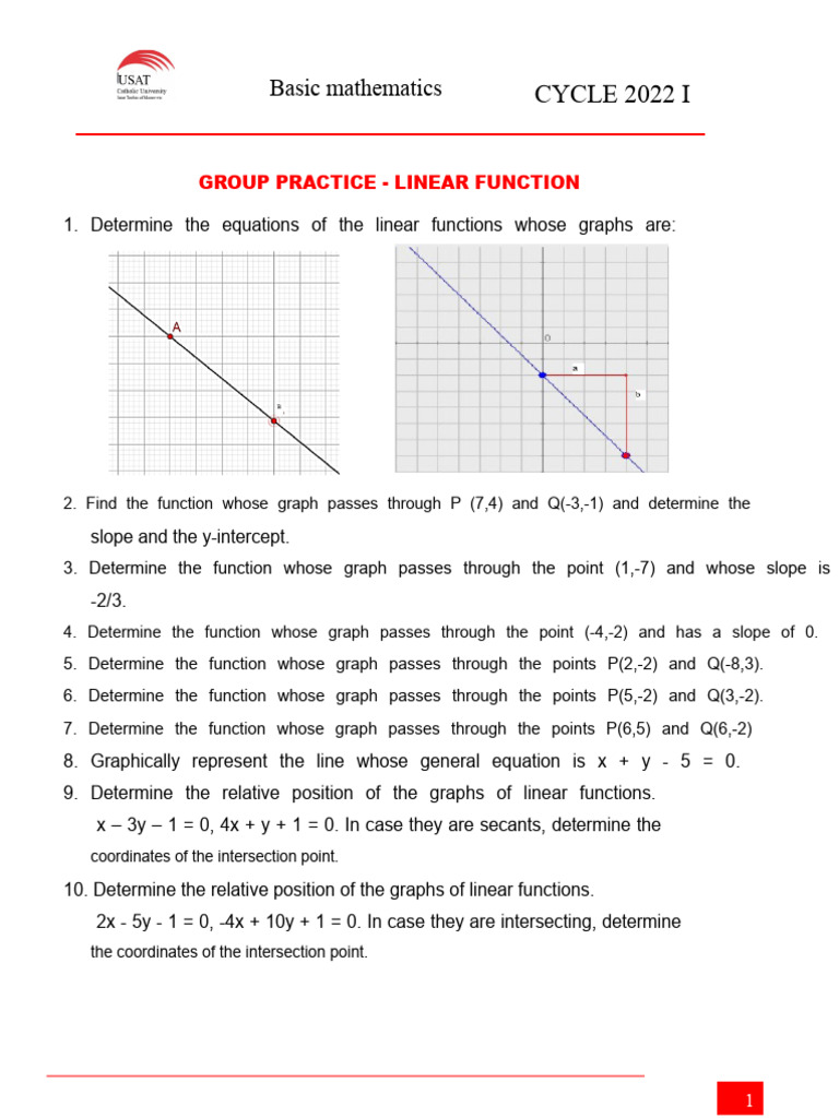 Linear Function Practice Exercises | PDF