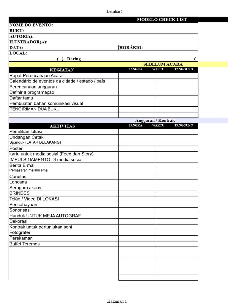 Model Daftar Periksa | PDF