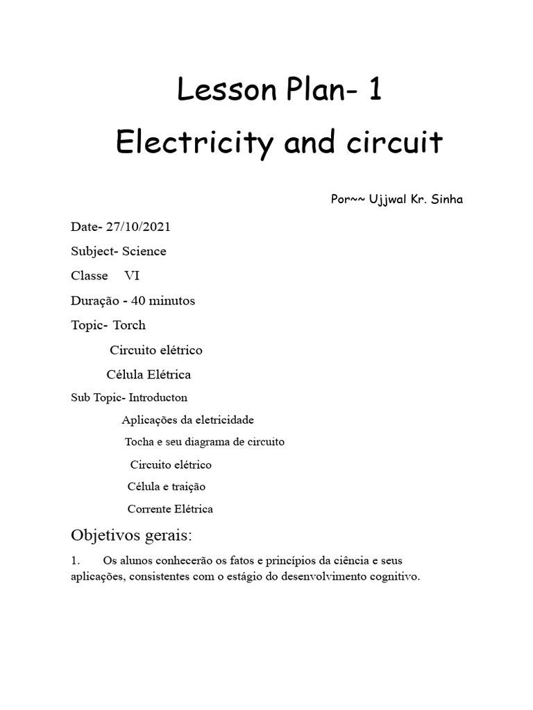 Plano de Aula: Eletricidade e Circuitos | PDF | Rede elétrica ...