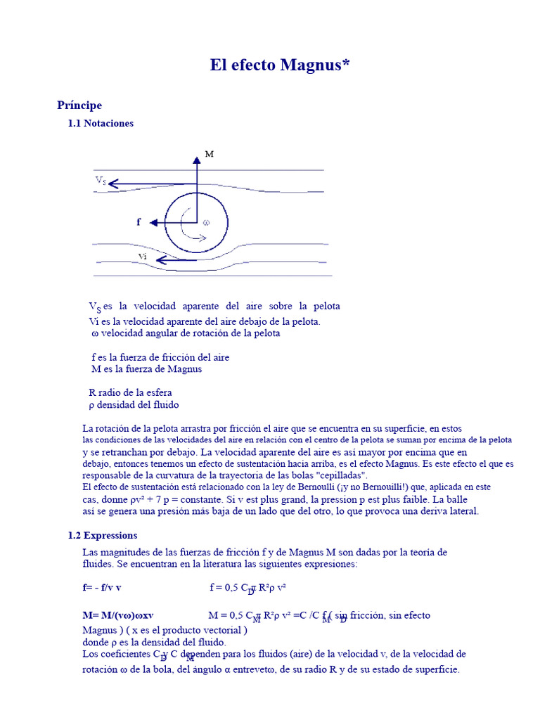 Efecto Magnus: Teoría y Fórmulas | PDF | Levantar (Fuerza) | Fricción