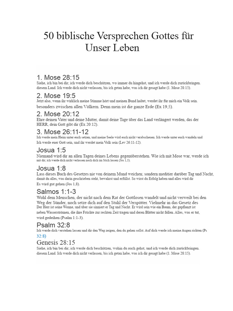 50 Biblische Versprechen Gottes Für Unser Leben | PDF