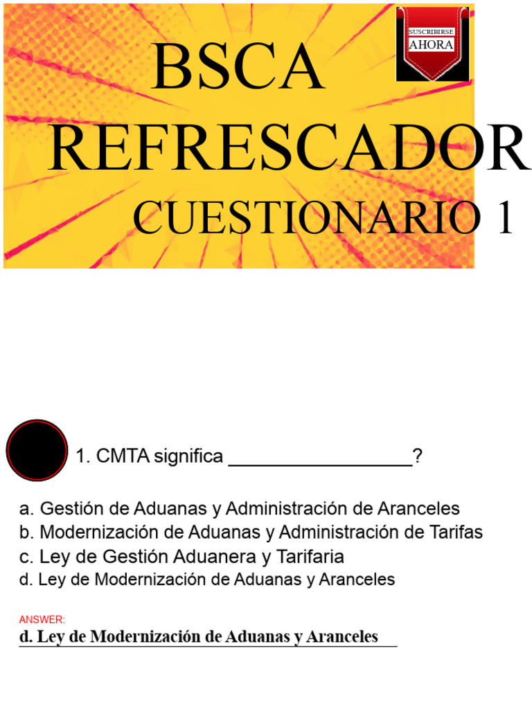 Cuestionario de Repaso de BSCA 1 | PDF | aduana | Gobierno
