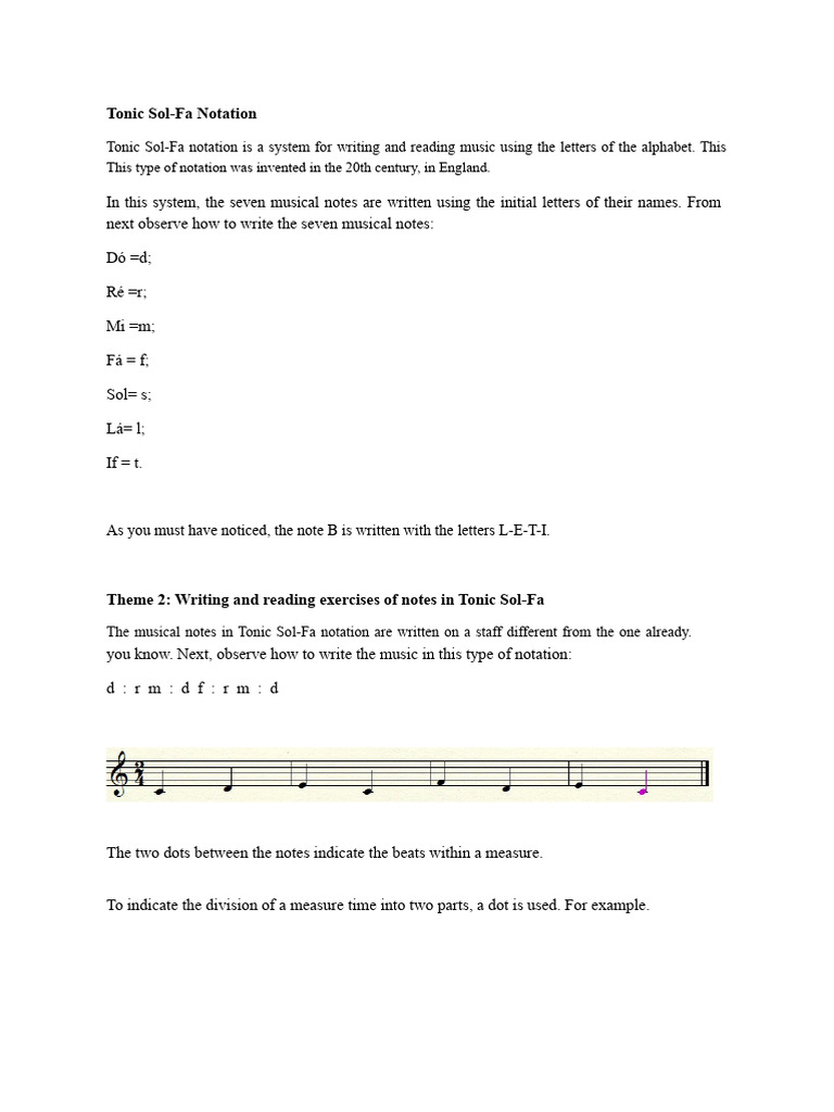 Tonic Sol-Fa Notation Guide | PDF | Musical Notation | Scale (Music)