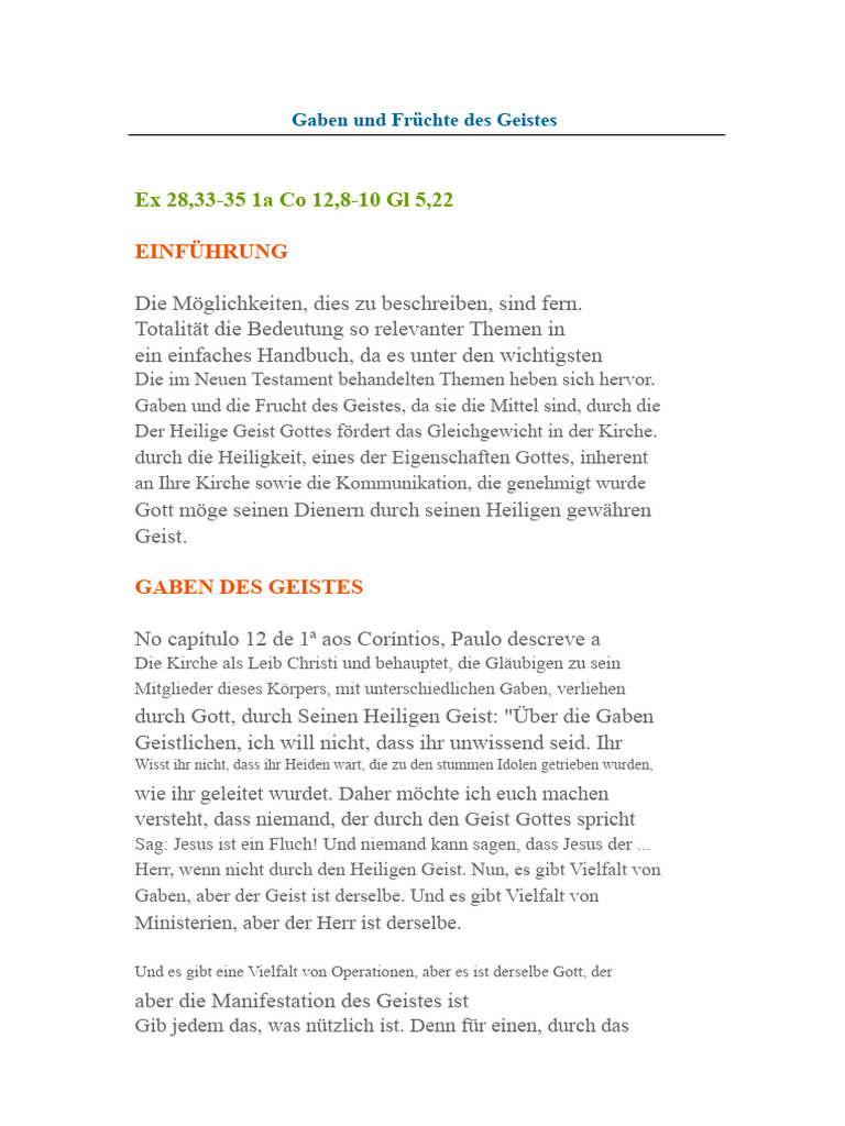Gaben Und Frucht Des Geistes Vollständig | PDF