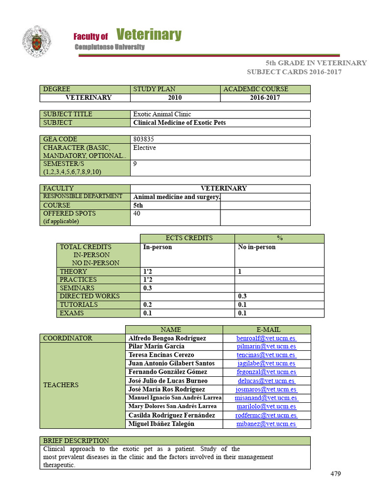 Exotic Animal Clinic Course Overview | PDF | Pathology | Medicine