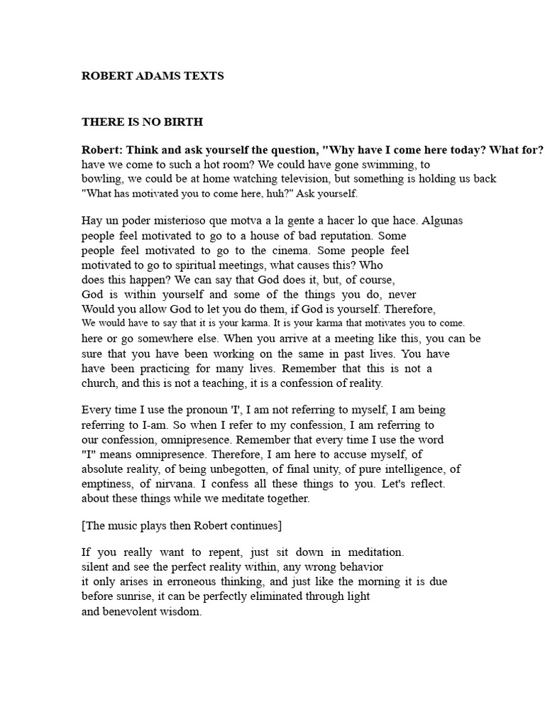 Robert Adams Texts | PDF | Thought | Nothing