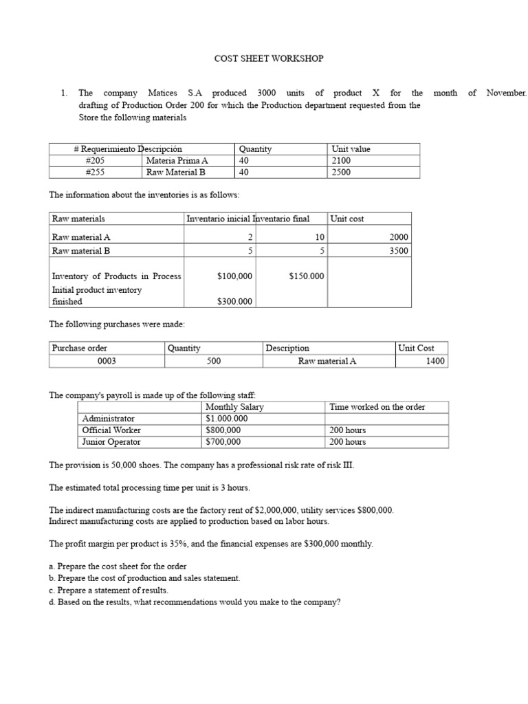 Cost Sheet and Production Analysis Guide | PDF | Cost Of Goods Sold | Cost