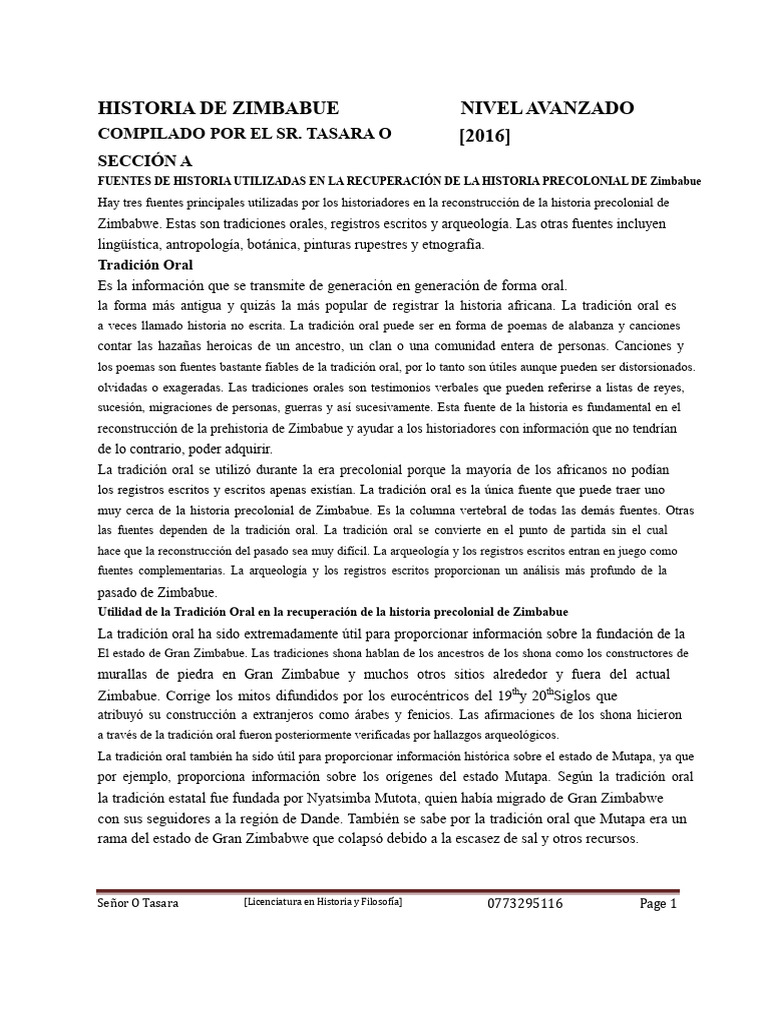 Fuentes de la Historia Precolonial de Zimbabue | PDF | Agricultura | Ganado