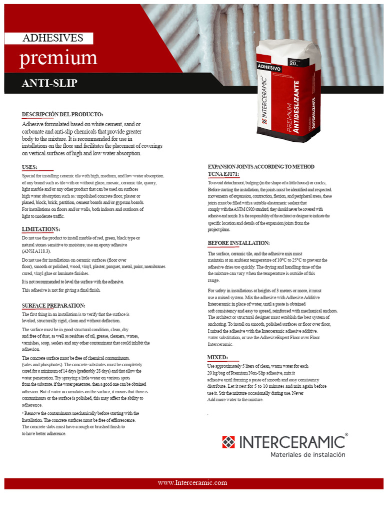 Premium Anti-Slip Adhesive Guide | PDF | Adhesive | Tile