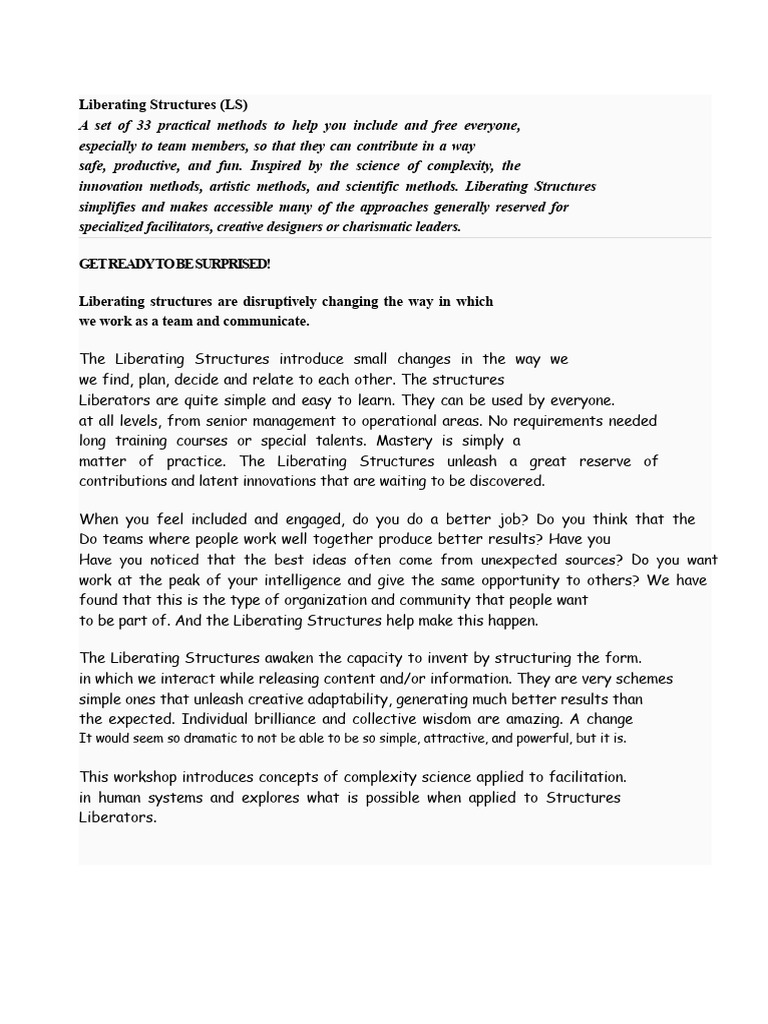 Liberating Structures | PDF | Brainstorming | Scrum (Software Development)