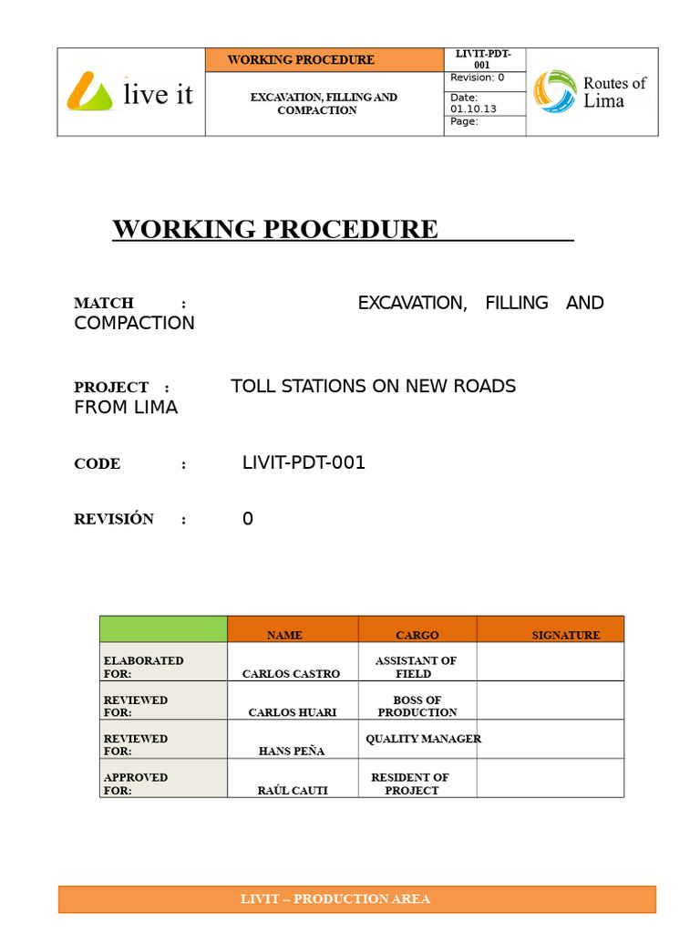 Excavation and Compaction Procedure | PDF | Personal Protective ...