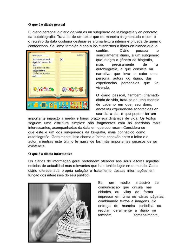 O que é um diário pessoal? | PDF | Jornais | Emoções