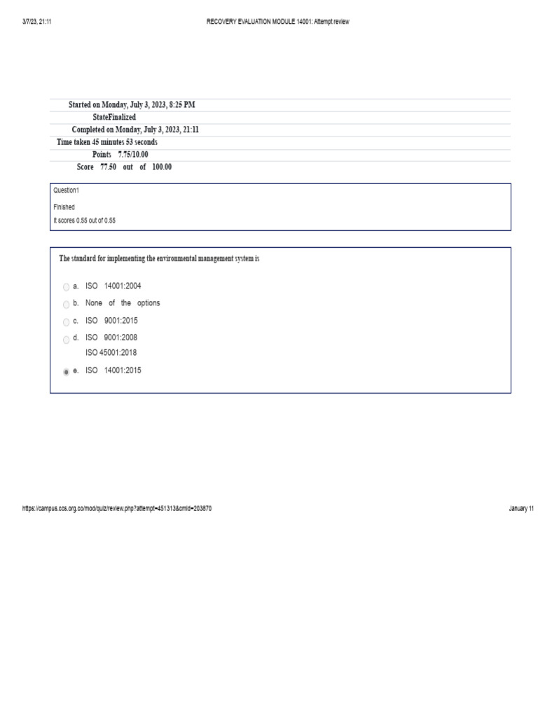 ISO 14001 Recovery Module Review | PDF | Life Cycle Assessment ...