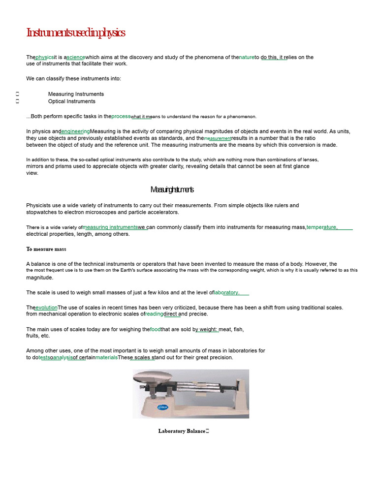 Instruments Used in Physics | PDF | Weighing Scale | Weight