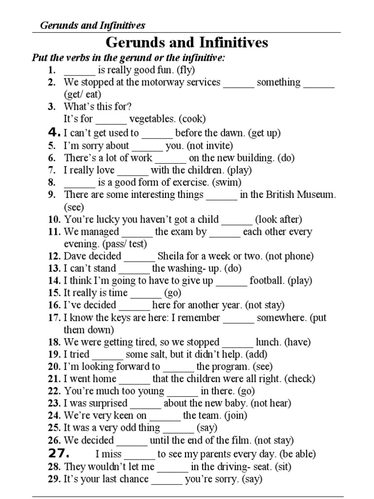 Gerunds and Infinitives Exercises | PDF | Leisure