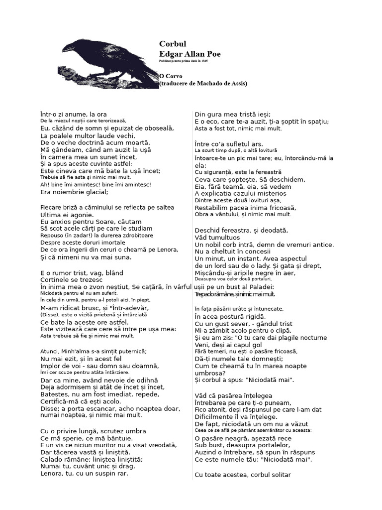 Edgar Allan Poe - Corbul | PDF