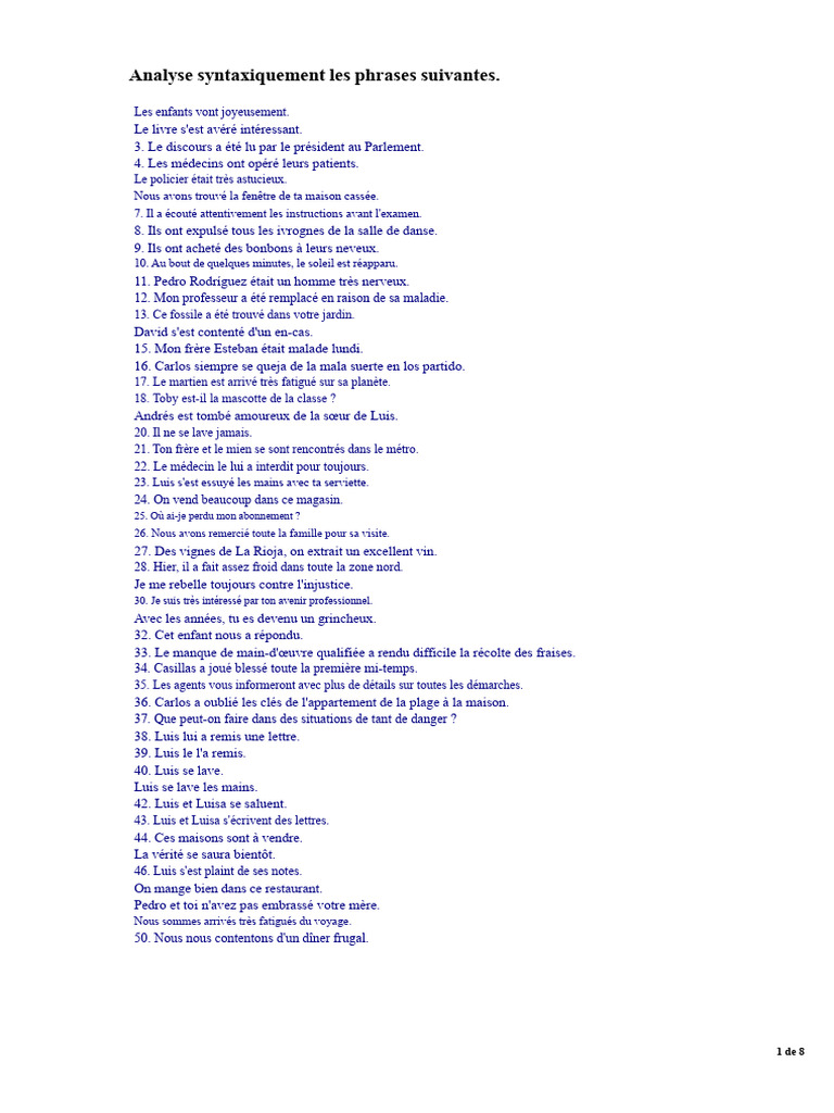 Analyse syntaxique des phrases en français | PDF