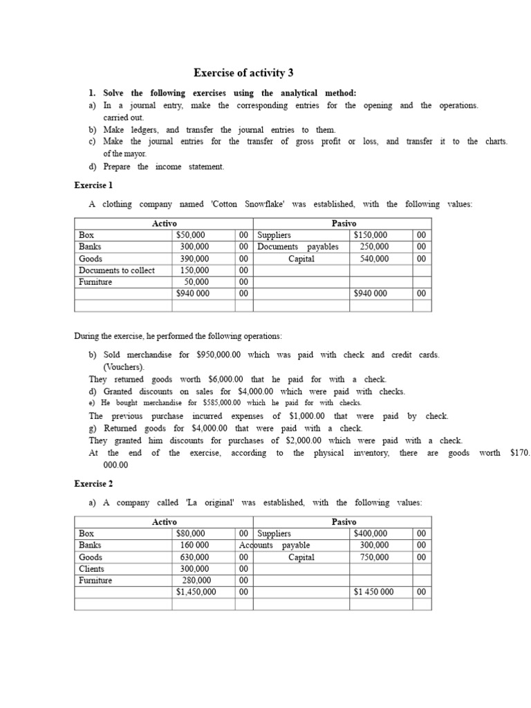 Accounting Exercise of Activity 3 | PDF | Business | Economies