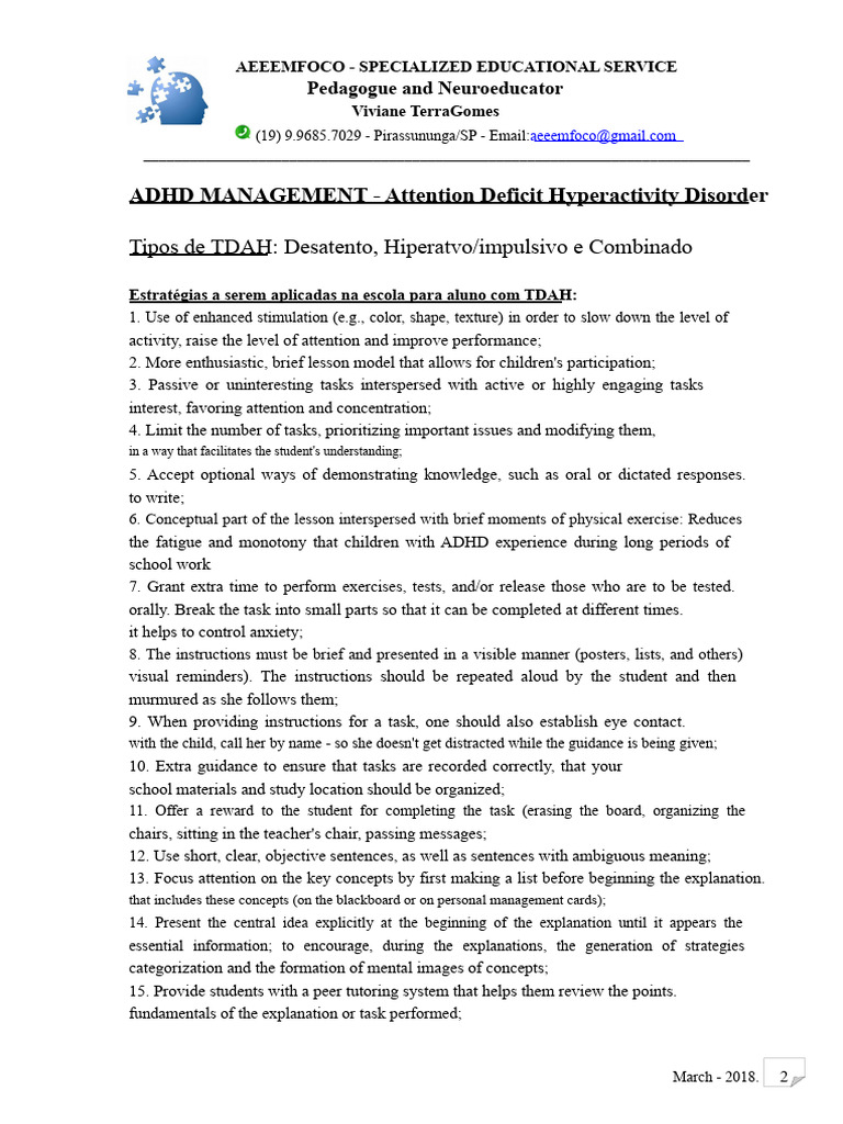 ADHD Management | PDF | Attention Deficit Hyperactivity Disorder ...