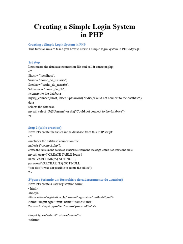 Simple PHP Login System Tutorial | PDF | User (Computing) | Php