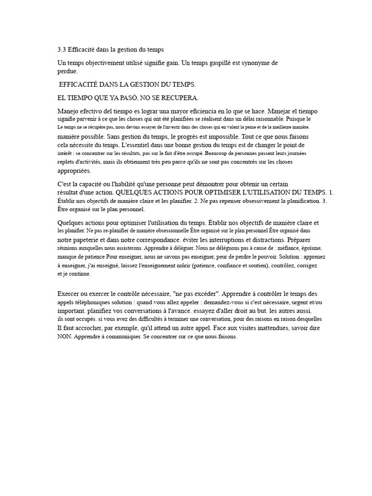 Optimiser la gestion du temps efficacement | PDF