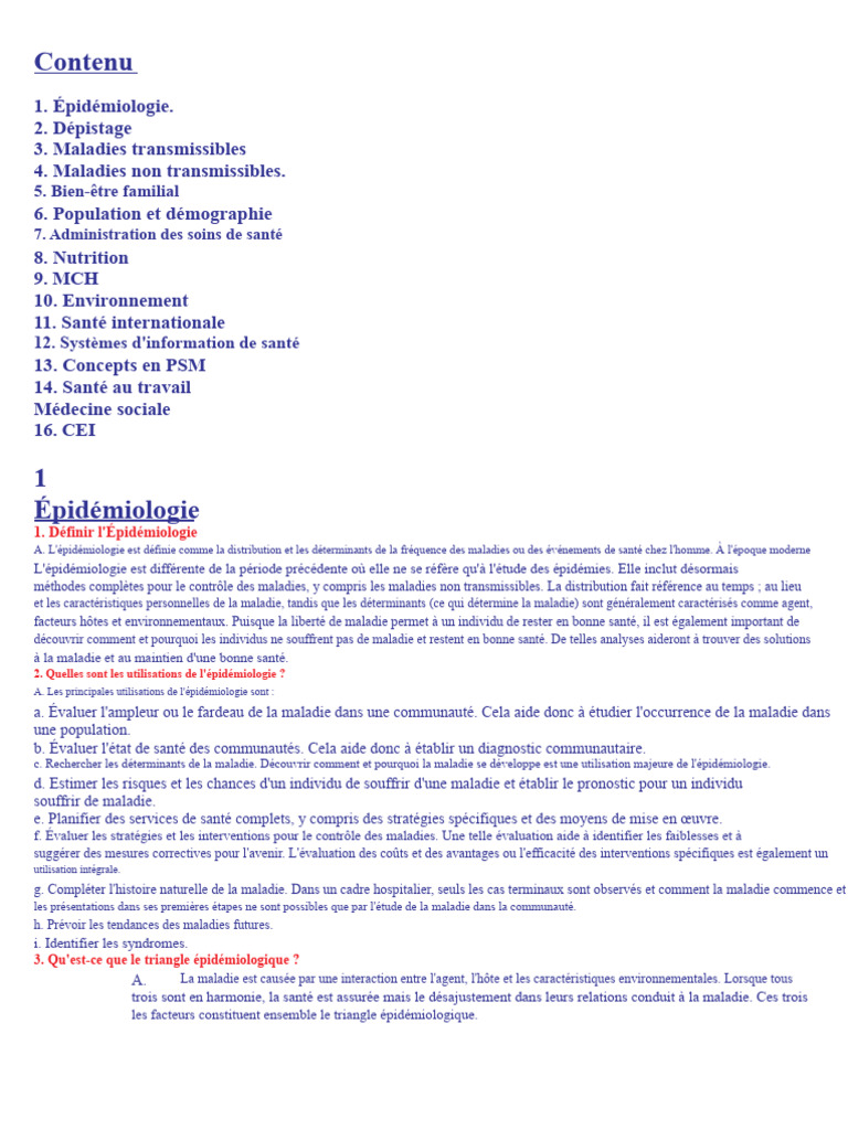 Banque de Questions de Médecine Communautaire PSM Avec Réponses PDF — free download