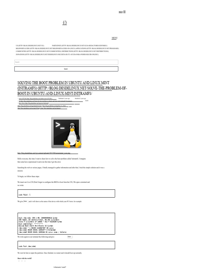 Fix Ubuntu & Linux Mint Boot Issues | PDF | Booting | Software