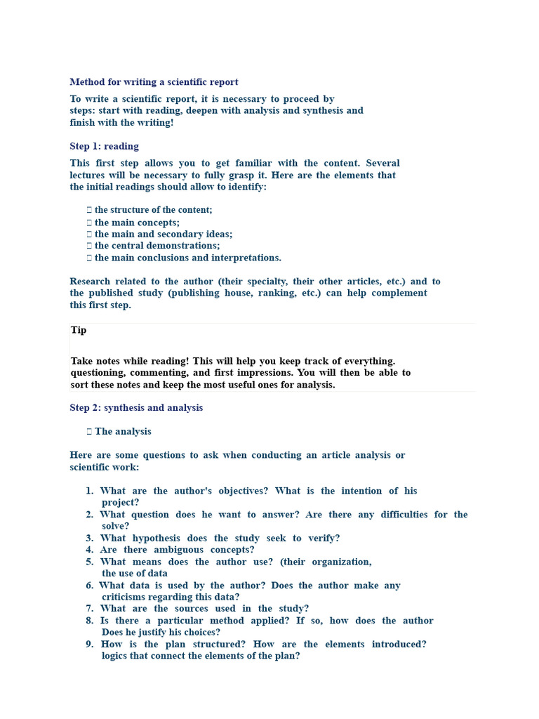 Steps to Write a Scientific Report | PDF | Methodology
