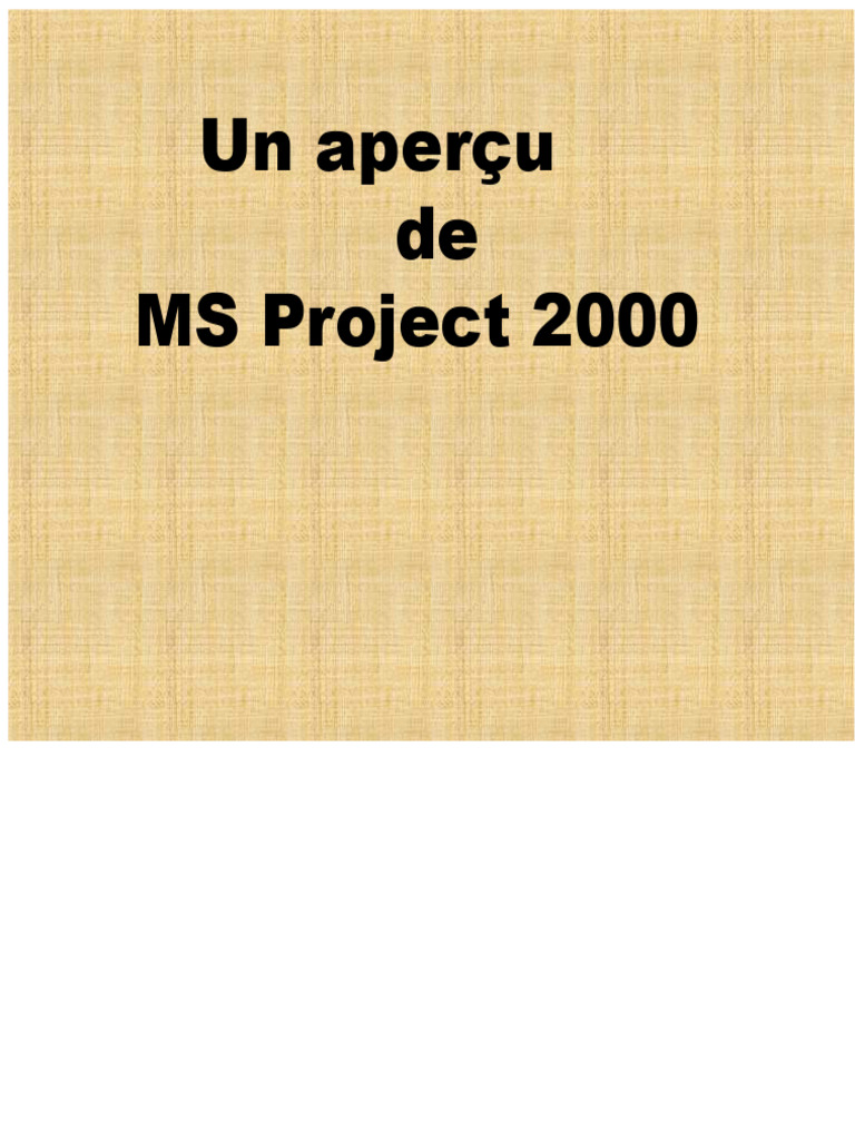 Introduction à MS Project 2000 | PDF | Gestion de projet | Informatique